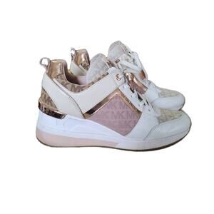 Michael Kors White and Rose Gold Georgie Trainers